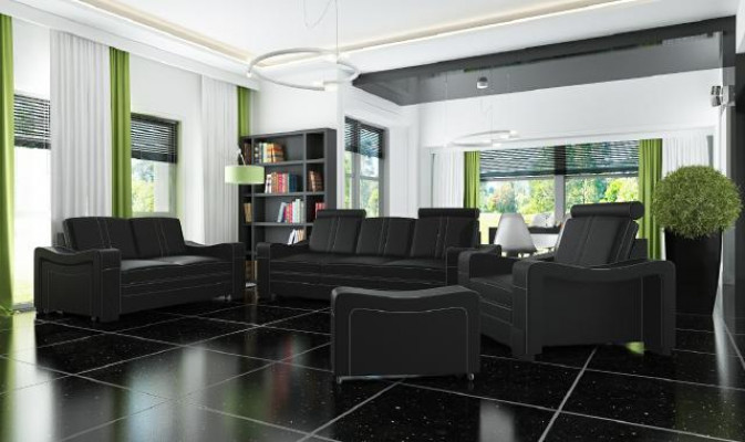 LEATHER SOFA 3+2+1 SOFA + USB SET UPHOLSTERED DESIGN SOFA SOFA SET NEW