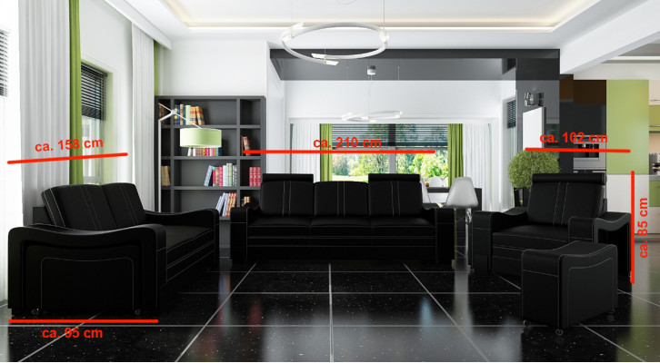 LEATHER SOFA 3+2+1 SOFA + USB SET UPHOLSTERED DESIGN SOFA SOFA SET NEW