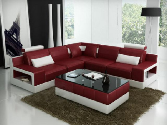 Leather sofa corner sofa design couch with bed function suite living landscape upholstery new