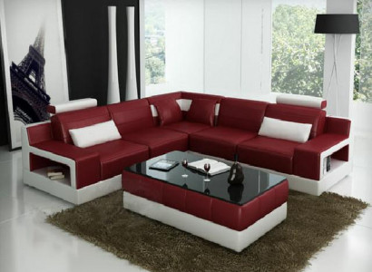 Leather sofa corner sofa design couch with bed function suite living landscape upholstery new