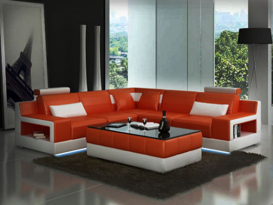 Leather sofa corner sofa design couch with bed function suite living landscape upholstery new