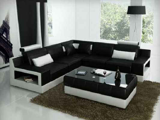 Leather sofa corner sofa design couch with bed function suite living landscape upholstery new