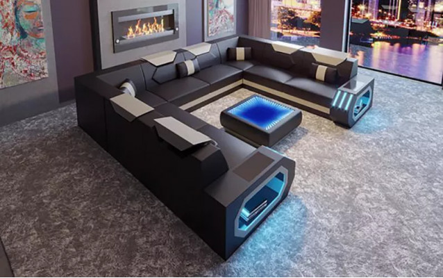 Sectional sofa living room landscape upholstered corner set couch sofa big XXL with coffee table new