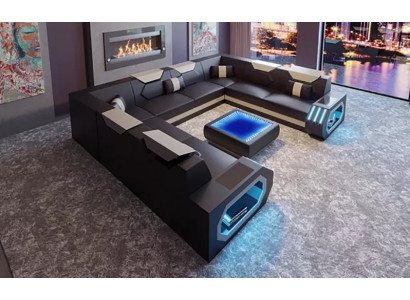 Sectional sofa living room landscape upholstered corner set couch sofa big XXL with coffee table new