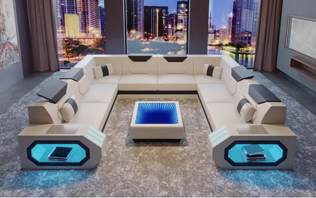 Sectional sofa living room landscape upholstered corner set couch sofa big XXL with coffee table new