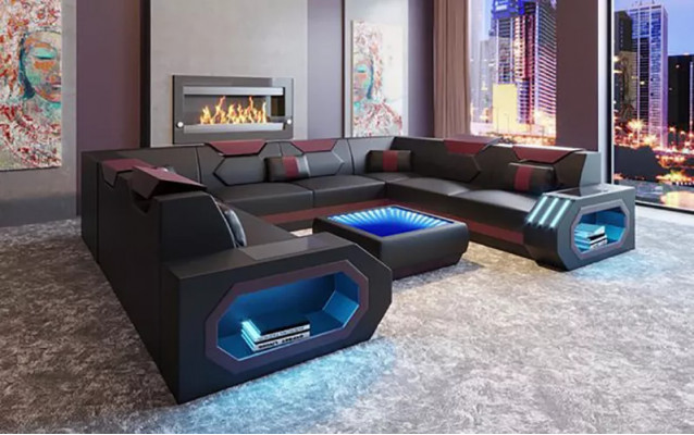 Sectional sofa living room landscape upholstered corner set couch sofa big XXL with coffee table new