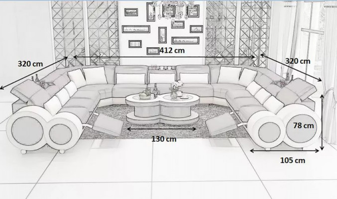 Sectional sofa U-shape modern sofa leather sofa couches upholstered designer furniture set