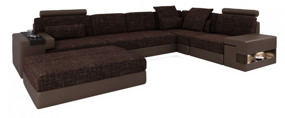 Upholstery Set Living Room L-Shape Modern Designer Sofa Couch Corner with Ottoman Furniture