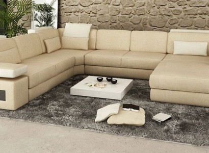 Designer couch U-shape corner sofa upholstery couch leather living landscape new