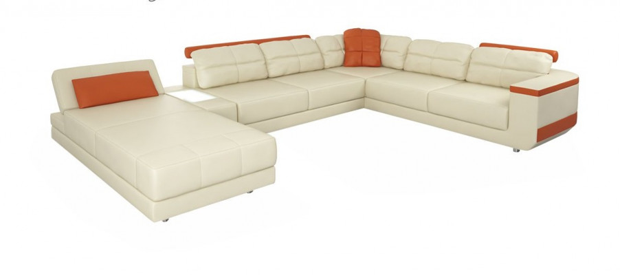 Designer leather fabric seat modern corner sofa U-shaped living room design couch upholstery