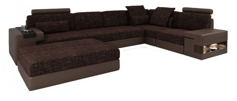 Modern designer corner sofa L-shaped furniture, textiles with stool 2-piece set new