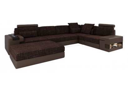 Modern designer corner sofa L-shaped furniture, textiles with stool 2-piece set new