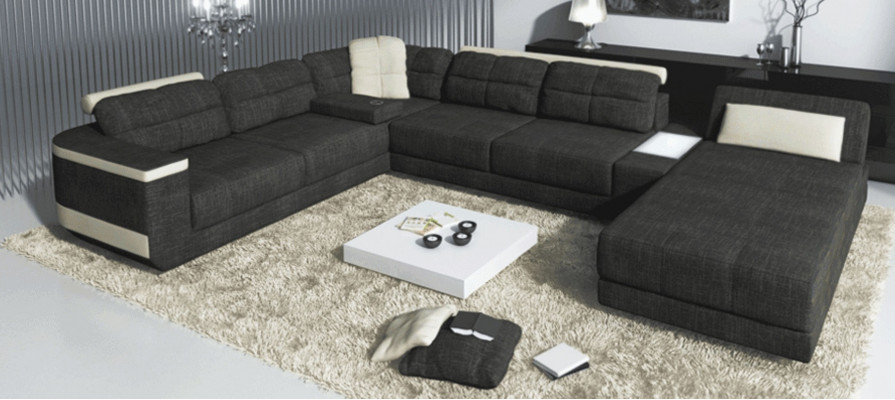 Designer U-shape corner sofa XXL living landscape sofa couch upholstered sofa corner new