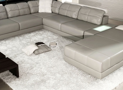 Living area corner sofa couch gray leather upholstery seat corner sofa U-shape sofas new