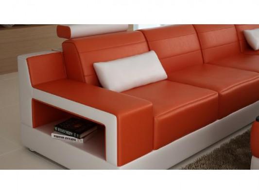 LEATHER SOFA CORNER SOFA with USB SOFA COUCH SUITE LIVING LANDSCAPE WITH SLEEPING FUNCTION NEW