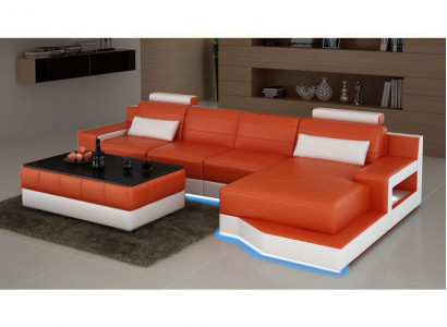 Leather sofa, sofa with USB, living landscape, bed function, new sectional sofa, new custom-made