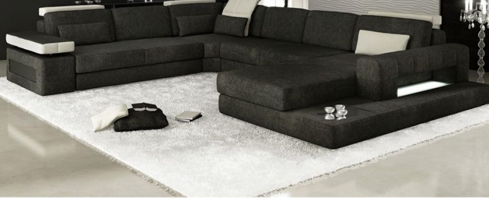 Living landscapes corner sofa couch fabric leather upholstery corner sofa U shape new
