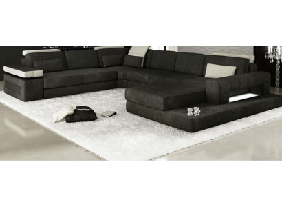 Living landscapes corner sofa couch fabric leather upholstery corner sofa U shape new