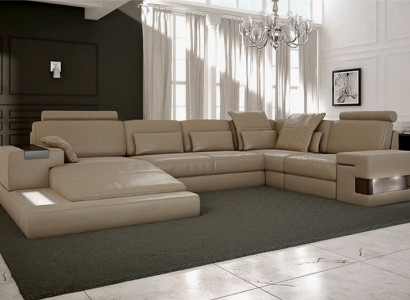 Leather sectional design corner sofa U-shaped sofa bed function couch textile sofas