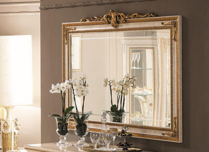 Wall mirror with wood frame, golden mirror, hanging mirror, wall mirror for living room, new.