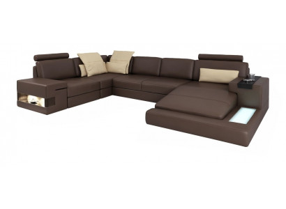 Design corner sofa, U-shape, bed function, couch, leather sofas, sofa bed, fabric, new.