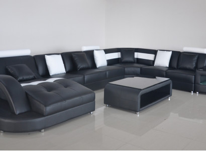 Sectional U-shaped living area sofa couch upholstered corner fabric sofas furniture leather