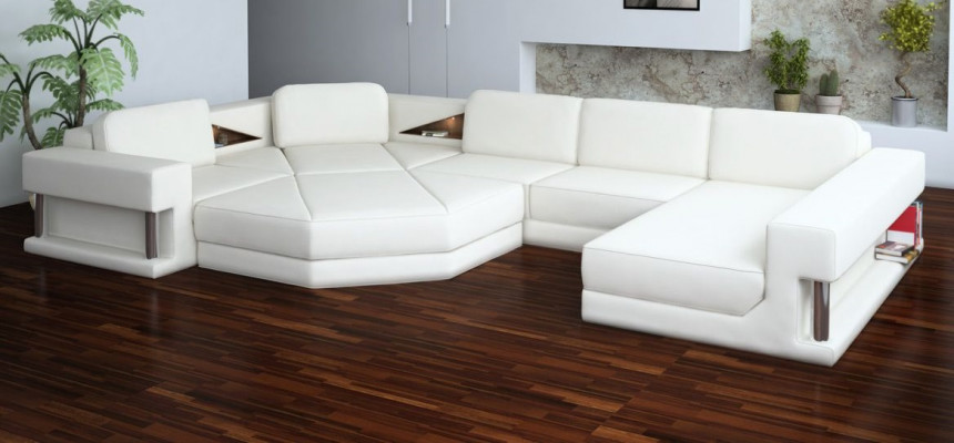Living landscape design corner sofa leather corner U-shape sofa couch upholstery set new