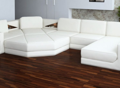 Living landscape design corner sofa leather corner U-shape sofa couch upholstery set new