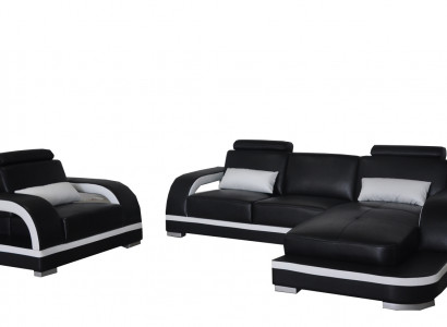 Corner sofa cushions couch seating corner leather suite armchair L shape living landscape new