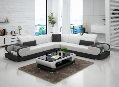 Leather Sofa Couch Living Landscape Corner Sofa Corner Suite Design Modern Sofa G8002B