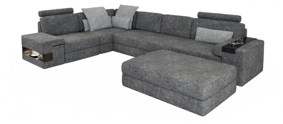 Living room L-shape modern elegant design couch corner sofa stool upholstered furniture NEW