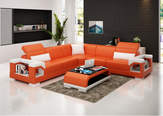 Leather sofa couch living area corner sofa corner suite design modern sofa with USB