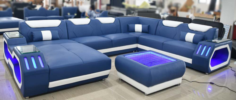 Sofas U Shape Corner Sofa Upholstered Couch Leather Corner New Living Area Designer Couch