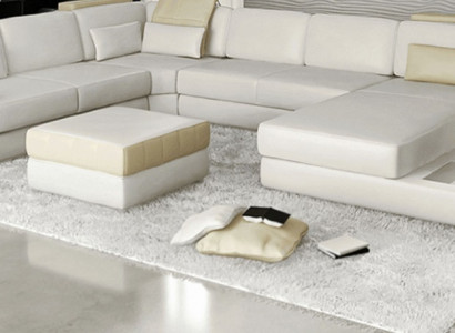 Large U-Shaped Sectional Sofa Couch Upholstered Leather Textile Fabric Living Landscape