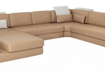 Living landscape corner sofa couch light brown leather upholstery seat corner sofa U-shaped sofas
