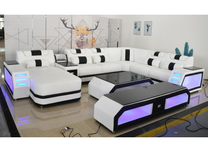 U-shape living landscape modern luxury couches corner sofa U-shape couch imitation leather white
