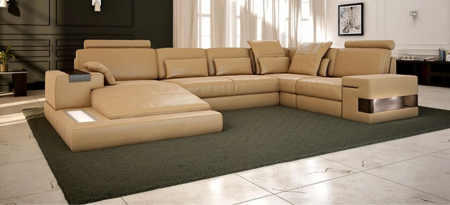 Design upholstery modern leather bed function new fabric corner sofa U-shaped sofa couch