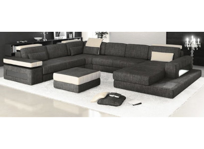 Sectional sofa design, upholstery, textile, new living landscape, U-shape, bed function, fabric.