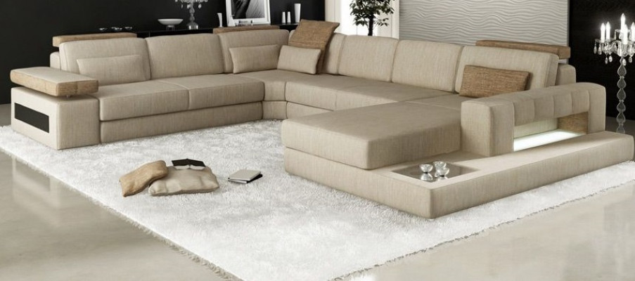Living landscape U-shaped corner sofa sofa couch upholstered corner beautiful XXL fabric