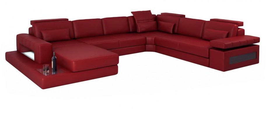 U-shaped sectional sofa made of high-quality premium leather fiber material