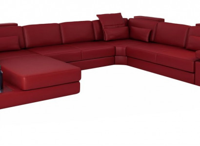 U-shaped sectional sofa made of high-quality premium leather fiber material