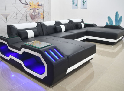 Sectional U-shaped living room sofa couch upholstery corner fabric sofas leather