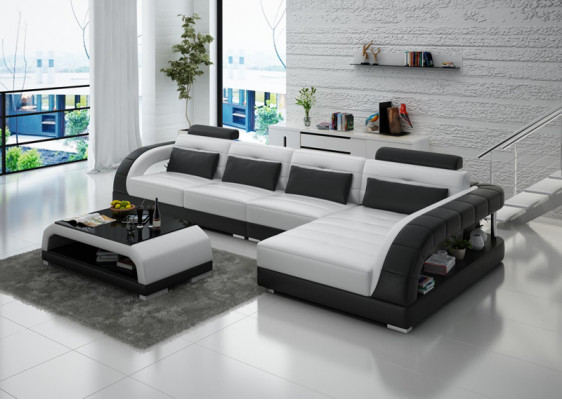 Leather sofa USB living landscape corner sofa corner suite design modern sofa G8012C new