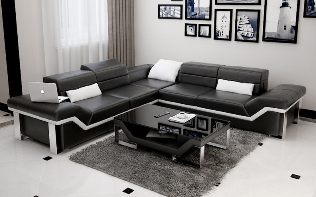 Leather sofa USB living landscape corner sofa corner suite design sofa couch K5007B new