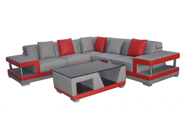 Leather sofa couch living landscape corner set decor design modern sofa L-shape