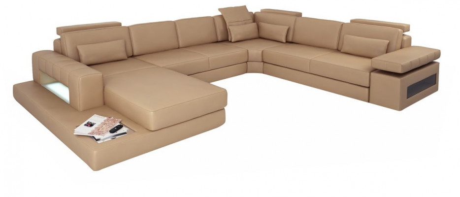 Living area U-shaped design modern sofa couch corner sofa leather upholstery new