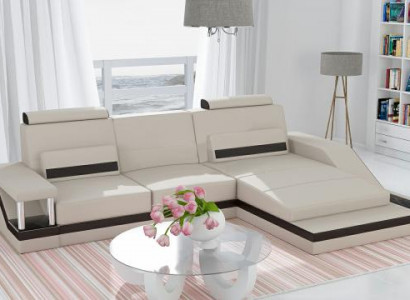 Corner sofa living landscape sofa USB corner suite leather textile fabric custom-made.