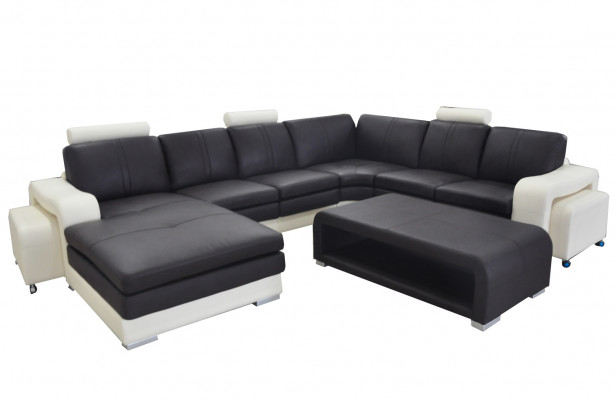 Leather corner sofa +USB, couch upholstery seating furniture set landscape modern design