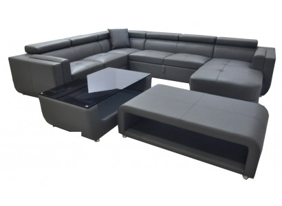Design leather upholstery corner seat leather sofa cushion corner living landscape
