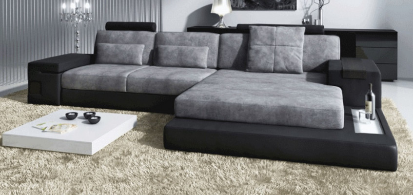 Sectional sofa living room L-shape upholstered sofa leather design NEW modern